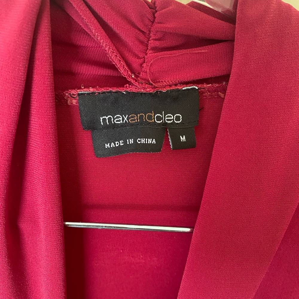 Max and Cleo Red Knot Front Faux Wrap Midi Dress - Size Medium - Picture 5 of 6